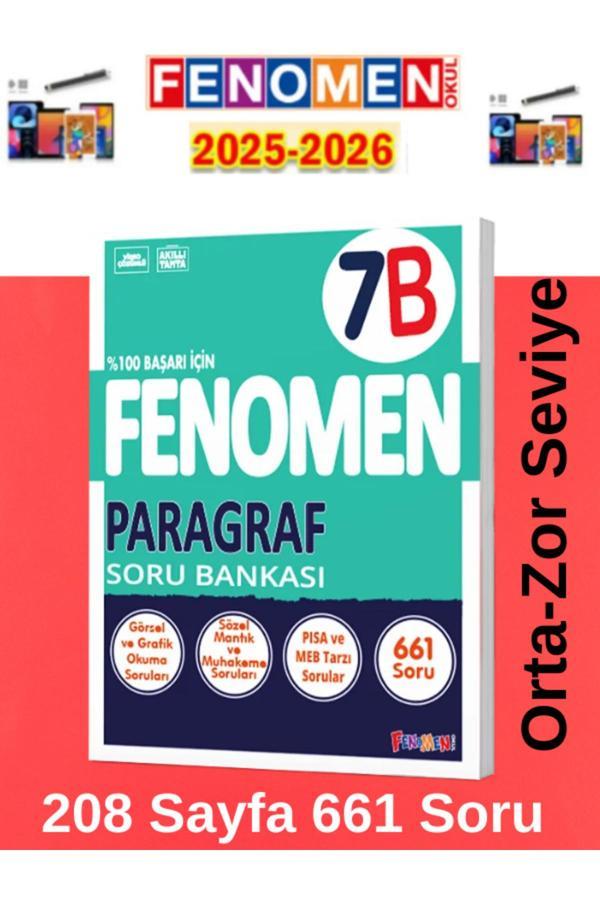2025-2026 7.Sınıf Paragraf Soru Bankası (B)Orta-Zor Seviye(661 Soru)+Android Kalem - Fenomen Yayıncılık - Image 1