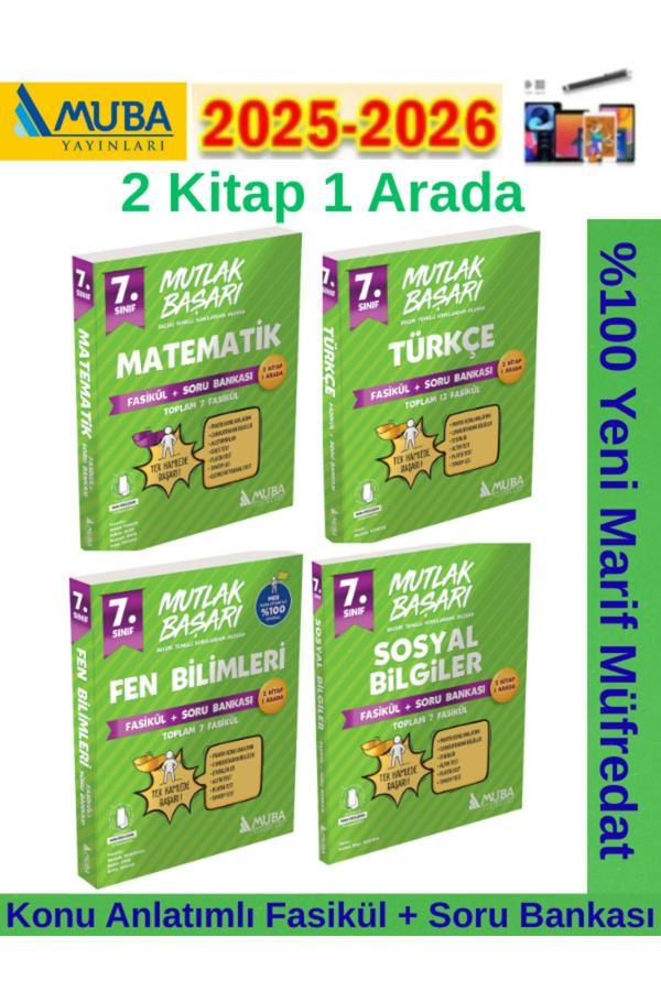 Muba Yayınları Mutlak Başarı 7.Sınıf Mat-Fen-Türkçe-Sosyal Fasikül+Soru Bankası Seti+Android Kalem - Muba Yayınları - Image 1