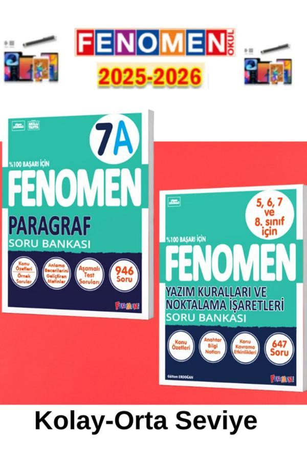 2025-2026 7.Sınıf Paragraf(A)-Yazım Kuralları Noktalama İşaretleri Soru Bankası Seti+Kalem - Fenomen Yayıncılık - Image 1