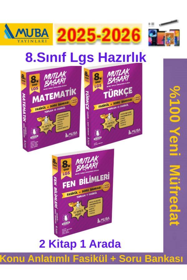 Muba Yayınları Mutlak Başarı 8.Sınıf Matematik-Fen-Türkçe Fasikül+Soru Bankası Seti+Android Kalem - Muba Yayınları - Image 1