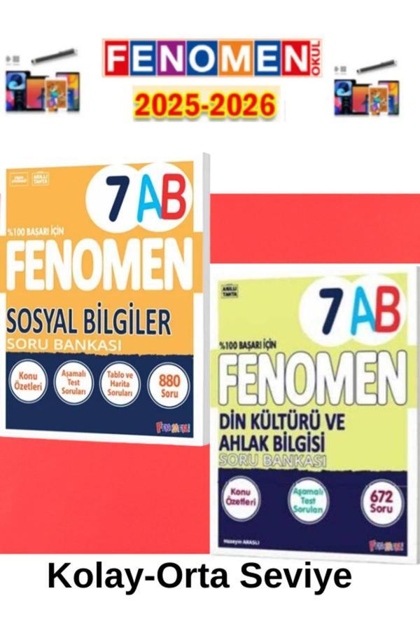 2025-2026 7.Sınıf Sosyal(Ab)-Din Kültürü(Ab)Soru Bankası Seti+Kalem - Fenomen Yayıncılık - Image 1