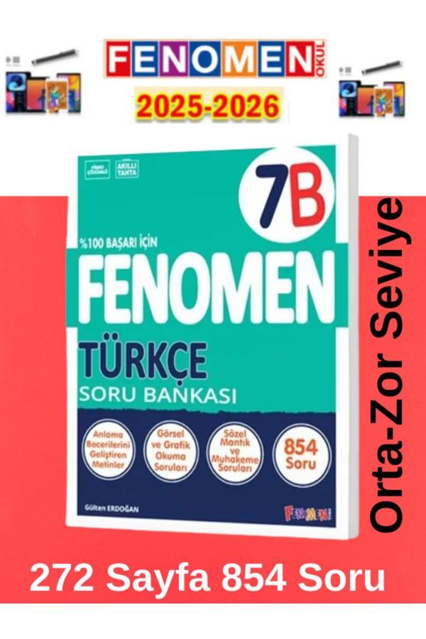 2025-2026 7.Sınıf Türkçe Soru Bankası (B)Orta-Zor Seviye(854 Soru)+Android Kalem - Fenomen Yayıncılık - Image 1