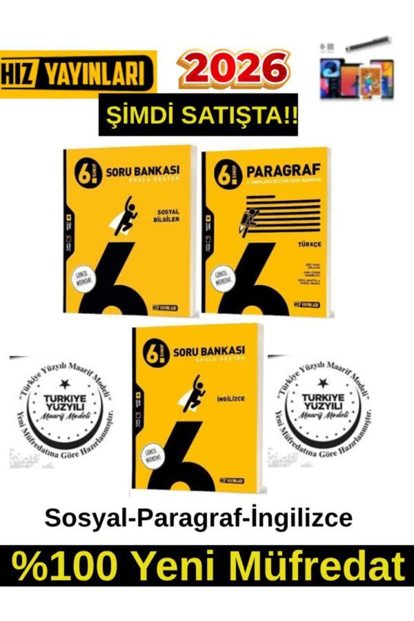 Hız 2026 6.Sınıf Sosyal-Paragraf-İngilizce %100 Yeni Marif Müfredat Soru Bankası+Kalem - Hız Yayınları - Image 1