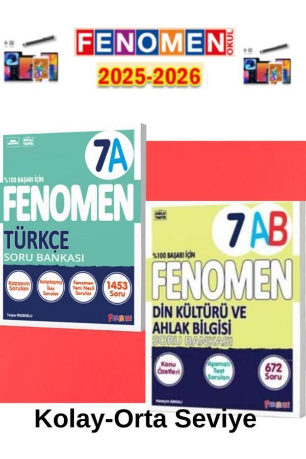 2025-2026 7.Sınıf Türkçe(A)-Din Kültürü(Ab)Soru Bankası Seti+Kalem - Fenomen Yayıncılık - Image 1