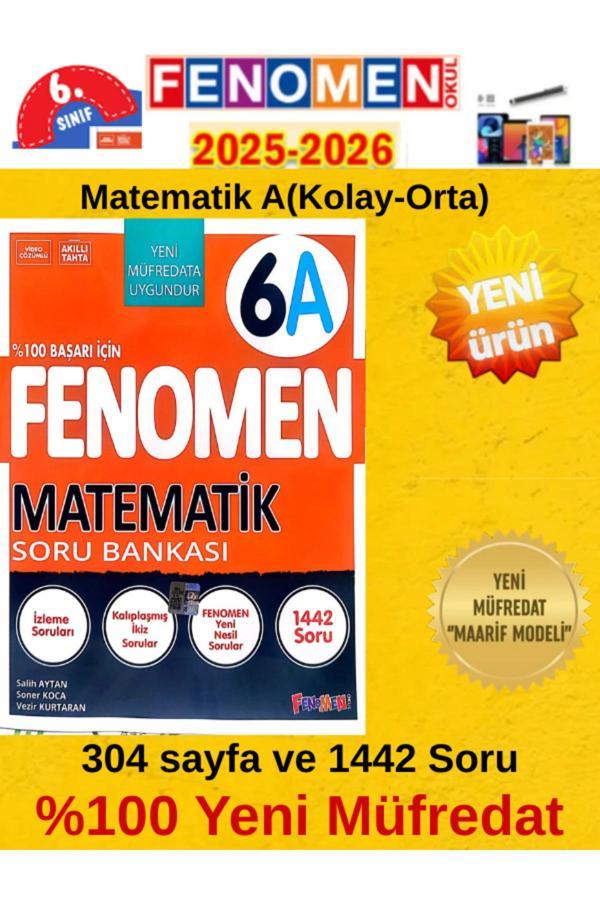 6.Sınıf Matematik A (Kolay-Orta)%100 Yeni Müfredat 1442 Soru Bankası+Android Kalemi - Fenomen Yayıncılık - Image 1