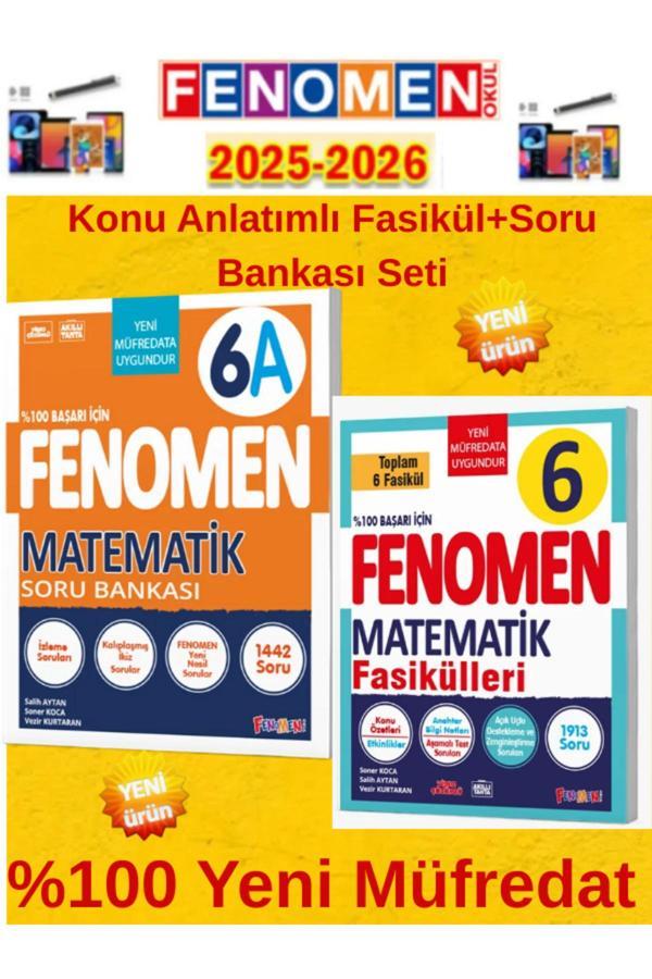 6.Sınıf Matematik A Soru Bankası+Konu Anlatımlı Fasikül Seti %100 Yeni Müfredat+Kalem(2 Kitap) - Fenomen Yayıncılık - Image 1