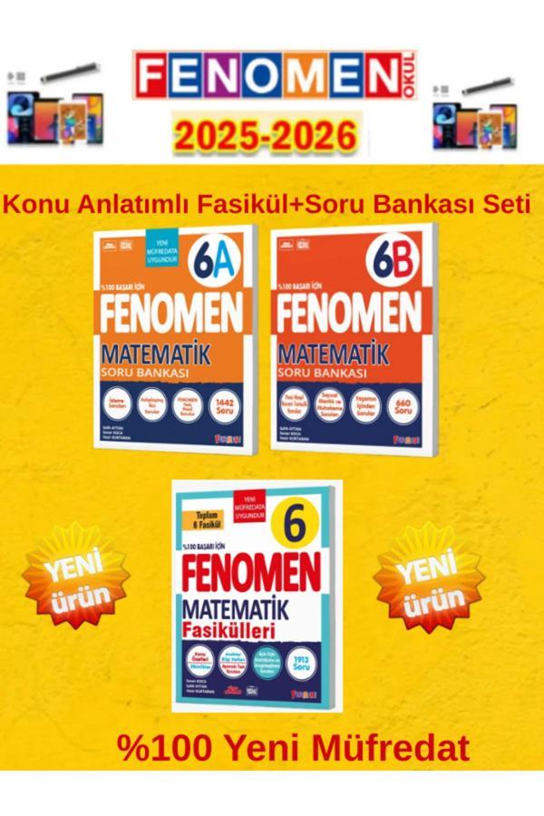 6.Sınıf Matematik Ab Soru Bankası+Konu Anlatımlı Fasikül Seti %100 Yeni Müfredat+Kalem(3 Kitap) - Fenomen Yayıncılık - Image 1