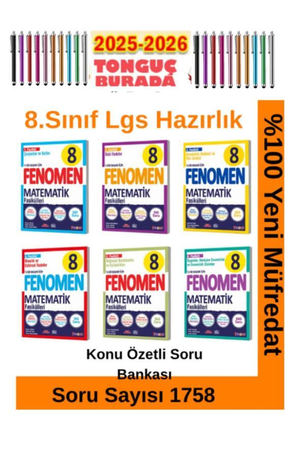 2025-2026 8.Sınıf Matematik Konu Anlatımlı Soru Fasikül Seti(6 Fasikül-1070 Soru)+Kalem - Fenomen Yayıncılık - Image 1