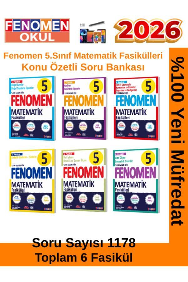 2025-2026 Müfredat 5.Sınıf Matematik Konu Anlatımlı Soru Fasikül Seti(6 Fasikül-1070 Soru)+Kalem - Fenomen Yayıncılık - Image 1