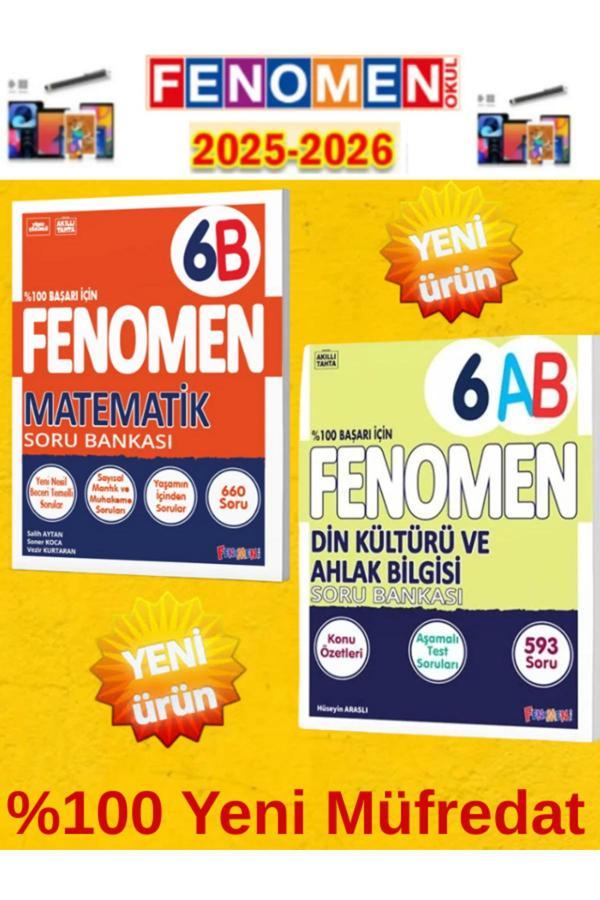 6.Sınıf Matematik B-Din Ab Fenomen Soru Bankası Seti%100 Yeni Müfredat+Kalem(2 Kitap) - Fenomen Yayıncılık - Image 1
