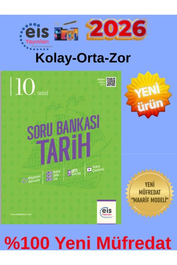 Eis Yayınları 2026 10.Sınıf Tarih %100 Yeni Müfredat Video Çözümlü Soru Bankası+Android Kalem - Eis Yayınları - Image 1