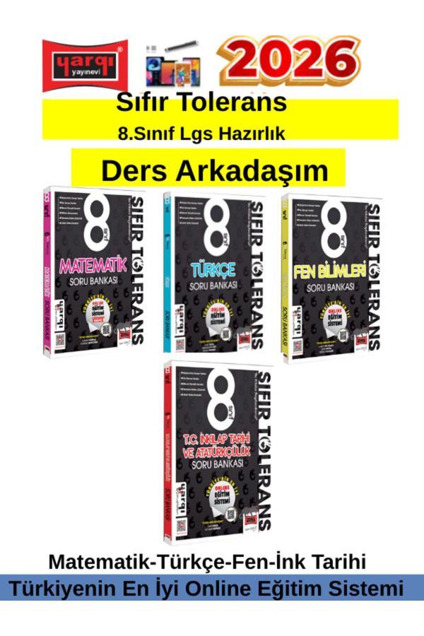 Yargı 2026 Sıfır Tölerans 8.Sınıf Lgs Hazırlık Ana Dersler(M-T-F-İ)4 Kitap Soru Bankası Seti+Kalem - Yargı Yayınları - Image 1