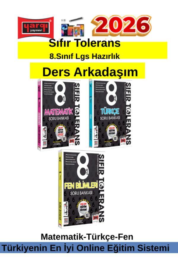 Yargı 2026 Sıfır Tölerans 8.Sınıf Lgs Hazırlık Matematik-Türkçe-Fen Soru Bankası Seti+Kalem - Yargı Yayınları - Image 1