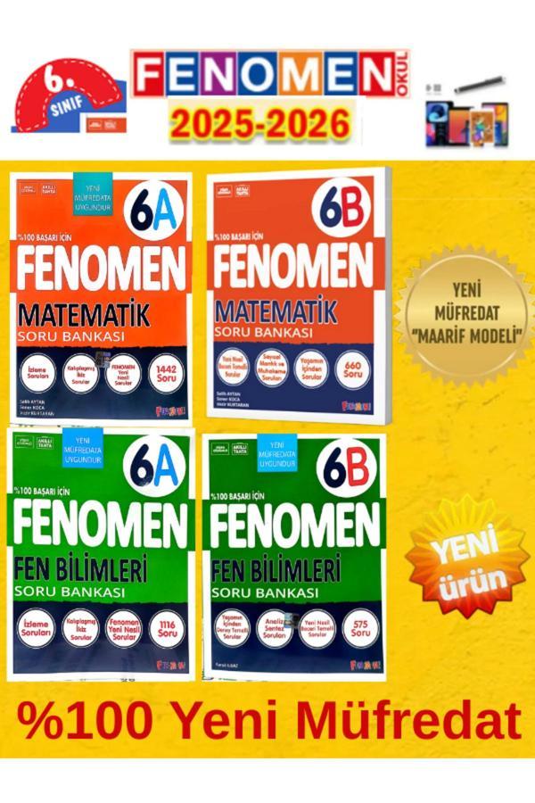 6.Sınıf Matematik-Fen Fenomen Ab (4 Kitap) %100 Yeni Maarif Müfredat Soru Bankası+Kalem - Fenomen Yayıncılık - Image 1