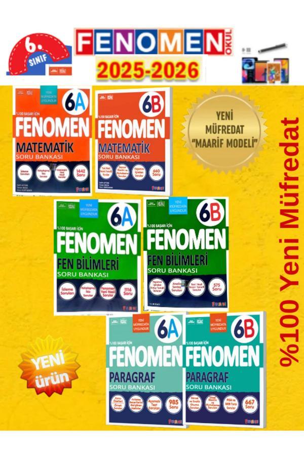 6.Sınıf Matematik-Fen-Paragraf Fenomen Ab (6 Kitap) %100 Yeni Maarif Müfredat Soru Bankası+Kalem - Fenomen Yayıncılık - Image 1