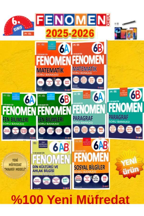 6.Sınıf Matematik-Fen-Paragraf-Sosyal Din Fenomen Ab (8Kitap) %100 Yeni Maarif Müfredat Soru Bankası - Fenomen Yayıncılık - Image 1