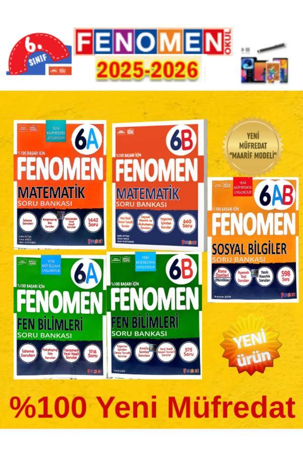 6.Sınıf Matematik-Fen-Sosyal Fenomen Ab (5 Kitap) %100 Yeni Müfredat Soru Bankası+Android Kalem - Fenomen Yayıncılık - Image 1