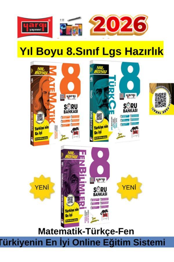 Yargı 2026 Yıl Boyu 8.Sınıf Lgs Hazırlık Matematik-Türkçe-Fen Soru Bankası Seti+Kalem - Yargı Yayınları - Image 1