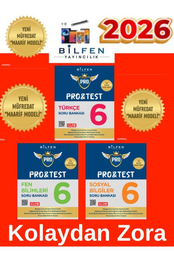 2026 6.Sınıf Protest Fen-Türkçe-Sosyal %100 Yeni Maarif Müfredat Soru Bankası+Tablet Kalem - Bilfen Yayınları - Image 1