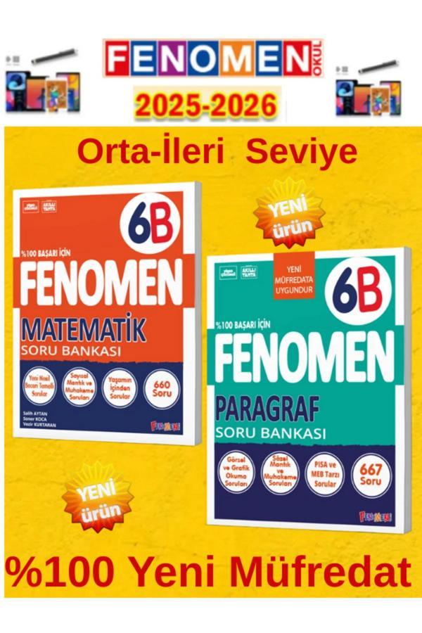 6.Sınıf Matematik-Paragraf B Fenomen Soru Bankası Seti %100 Yeni Müfredat+Kalem(2 Kitap) - Fenomen Yayıncılık - Image 1