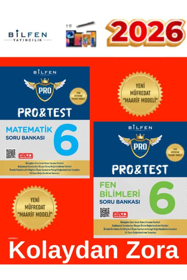 2026 6.Sınıf Protest Matematik-Fen %100 Yeni Maarif Müfredat Soru Bankası+Tablet Kalem - Bilfen Yayınları - Image 1