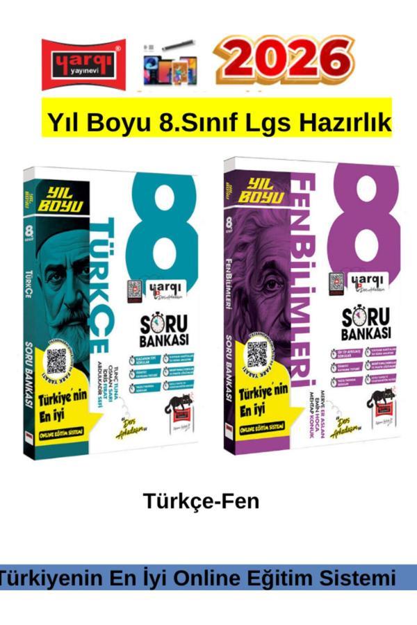Yargı 2026 Yıl Boyu 8.Sınıf Lgs Hazırlık Türkçe-Fen Video Çözümlü Soru Bankası Seti+Kalem - Yargı Yayınları - Image 1