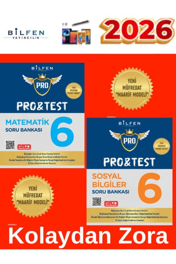 2026 6.Sınıf Protest Matematik-Sosyal Bilgiler %100 Yeni Maarif Müfredat Soru Bankası+Tablet Kalem - Bilfen Yayınları - Image 1