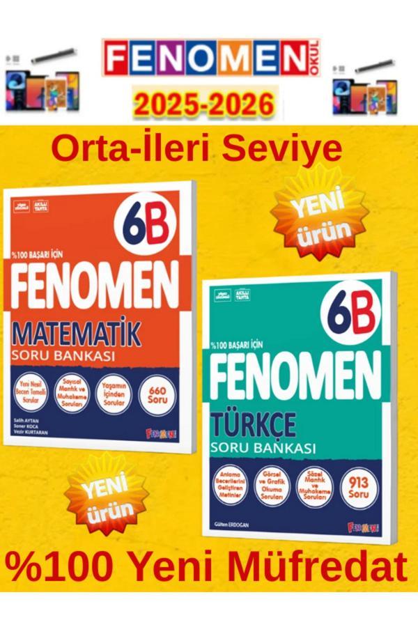 6.Sınıf Matematik-Türkçe Fenomen B Soru Bankası Seti%100 Yeni Müfredat+Kalem(2 Kitap) - Fenomen Yayıncılık - Image 1