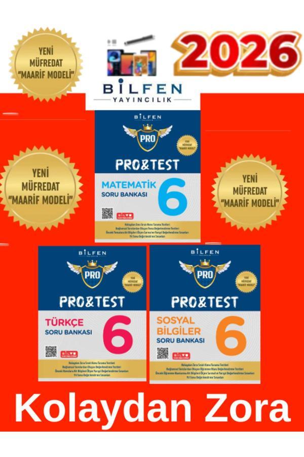 2026 6.Sınıf Protest Matematik-Türkçe-Sosyal %100 Yeni Maarif Müfredat Soru Bankası+Tablet Kalem - Bilfen Yayınları - Image 1