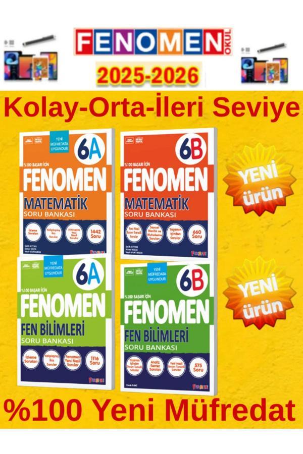 6.Sınıf Mat-Fen- Ab Fenomen Soru Bankası Seti%100 Yeni Müfredat+Kalem(4 Kitap) - Fenomen Yayıncılık - Image 1