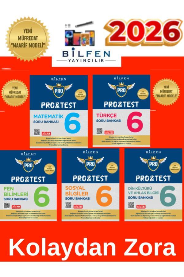 2026 6.Sınıf Protest Mat-Fen-Türkçe-Sosyal-Din %100 Yeni Maarif Müfredat Soru Bankası+Tablet Kalem - Bilfen Yayınları - Image 1