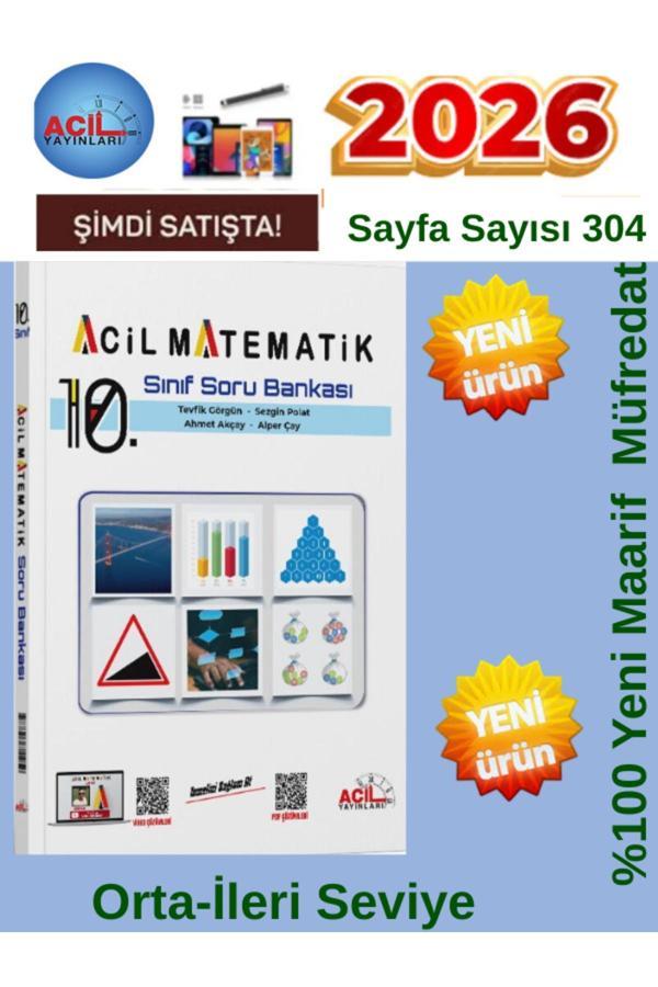 2025-2026 Müfredat 10.Sınıf Acil Matematik Soru Bankası %100 Yeni Müfredat+Tablet Kalemi - Acil Yayınları - Image 1