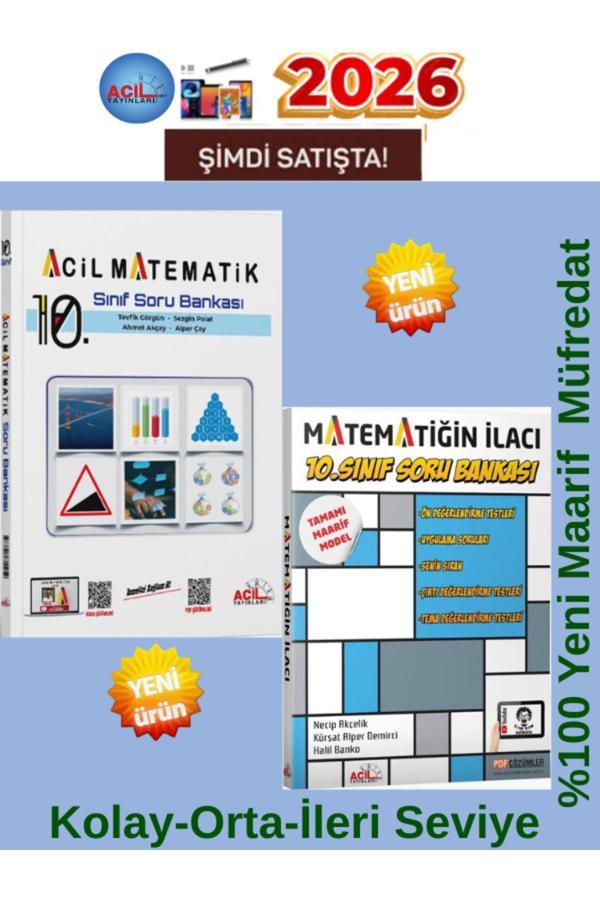 2025-2026 Müfredat 10.Sınıf Acil Soru+Matematiğin İlacı Soru Bankası %100 Yeni +Tablet Kalemi - Acil Yayınları - Image 1