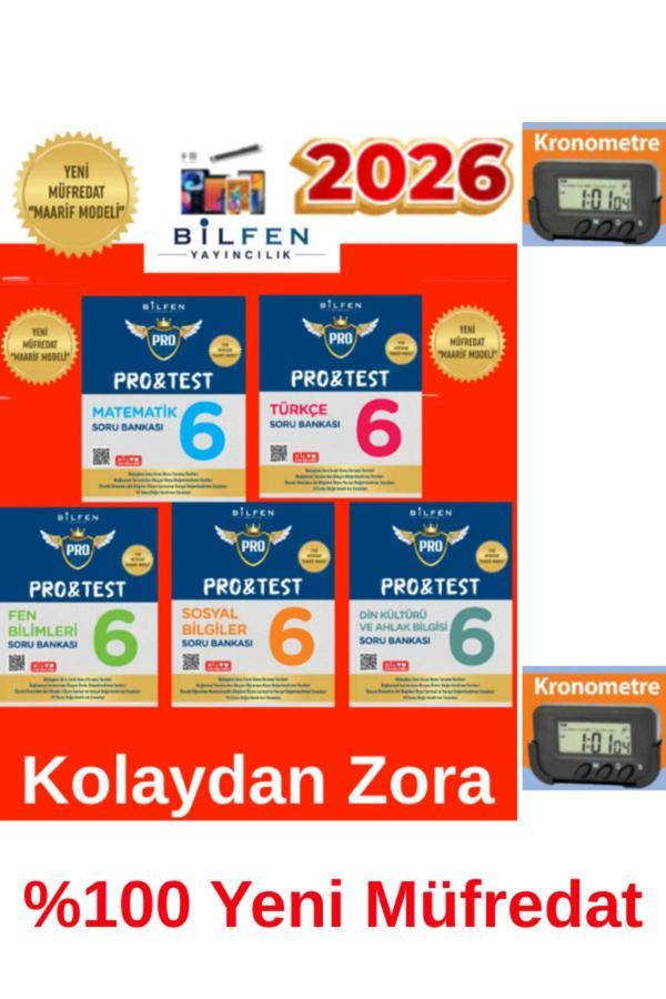 2026 6.Sınıf Protest Tüm Dersler(M-F-T-S-D)5 Kitap %100 Yeni Maarif Müfredat Soru Bankası+Kronometre - Bilfen Yayınları - Image 1