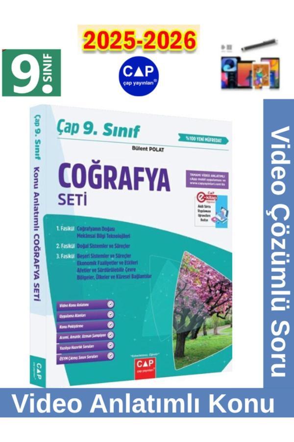 9.Sınıf 2025-2026 Müfredat Coğrafya Video Anlatımlı Video Çözümlü Soru Bankası Seti+Kalem - Çap Yayınları - Image 1