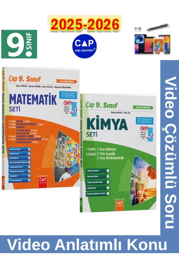 9.Sınıf 2025-2026 Müfredat Matematik-Kimya Video Anlatımlı Video Çözümlü Soru Bankası Seti+Kalem - Çap Yayınları - Image 1