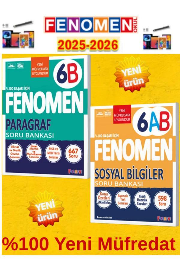 6.Sınıf Paragraf B-Sosyal Ab Fenomen Soru Bankası Seti %100 Yeni Müfredat+Kalem(2 Kitap) - Fenomen Yayıncılık - Image 1