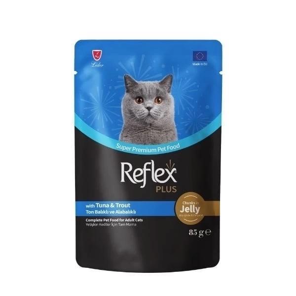 Reflex Plus Jöle İçinde Ton Balıklı ve Alabalıklı Pouch Yetişkin Konserve Kedi Maması 85 Gr - Image 1