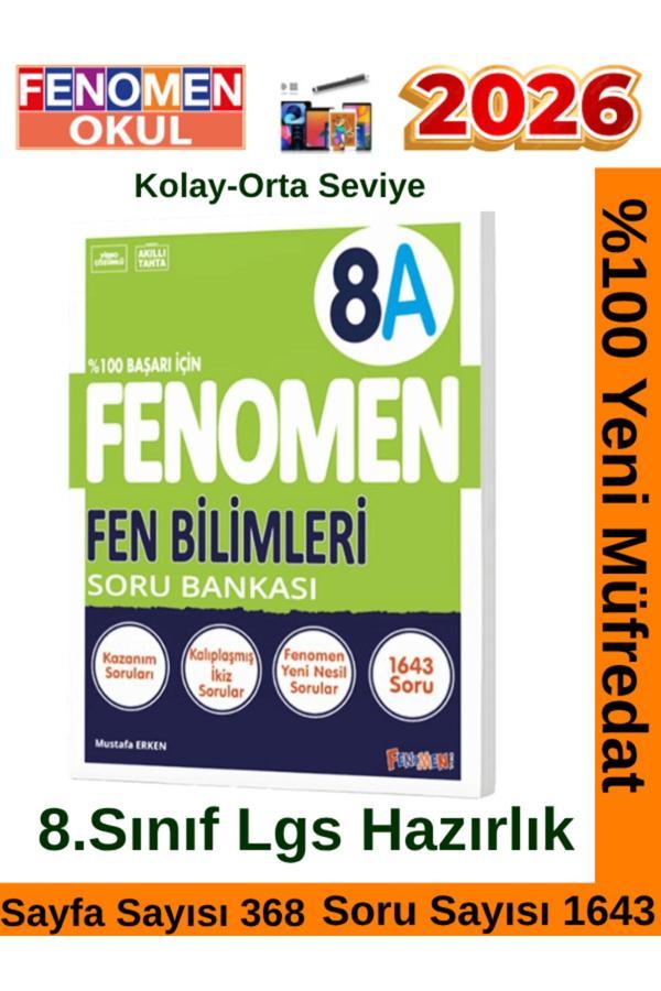 2026 8.Sınıf Fen Bilimleri A (8A)Video Çözümlü Kolay-Orta Seviye Soru Bankası((1643 Soru) - Fenomen Yayıncılık - Image 1
