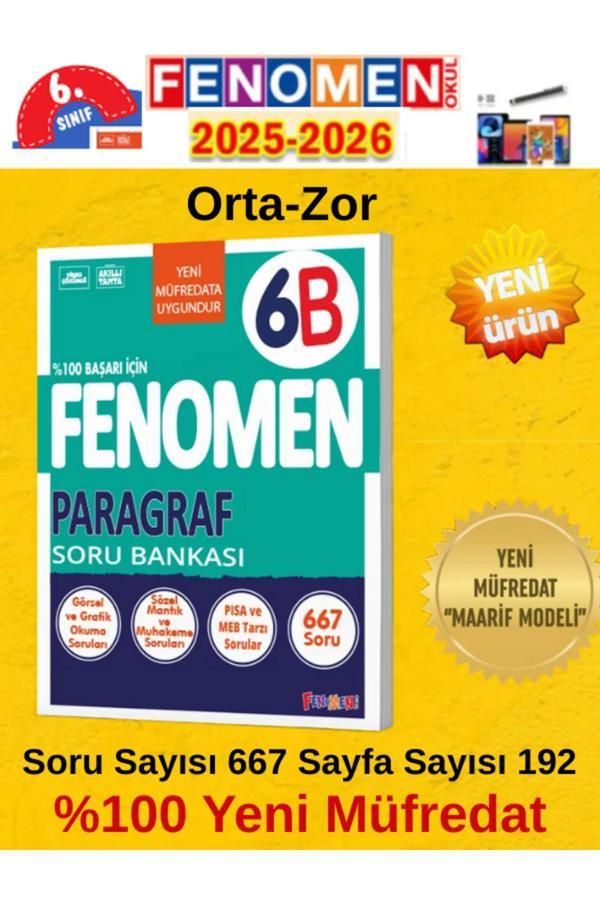 6.Sınıf Paragraf Fenomen B %100 Yeni Maarif Müfredat Soru Bankası 2026(Orta-Zor)+Dokunmatik Kalem - Fenomen Yayıncılık - Image 1