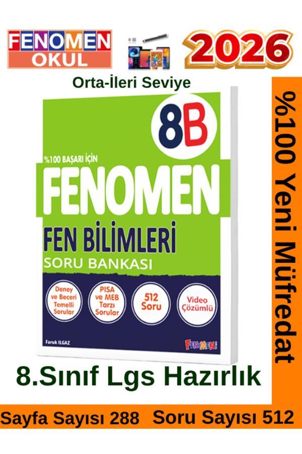2026 8.Sınıf Fen Bilimleri B (8B)Video Çözümlü Kolay-Orta Seviye Soru Bankası((512 Soru) - Fenomen Yayıncılık - Image 1