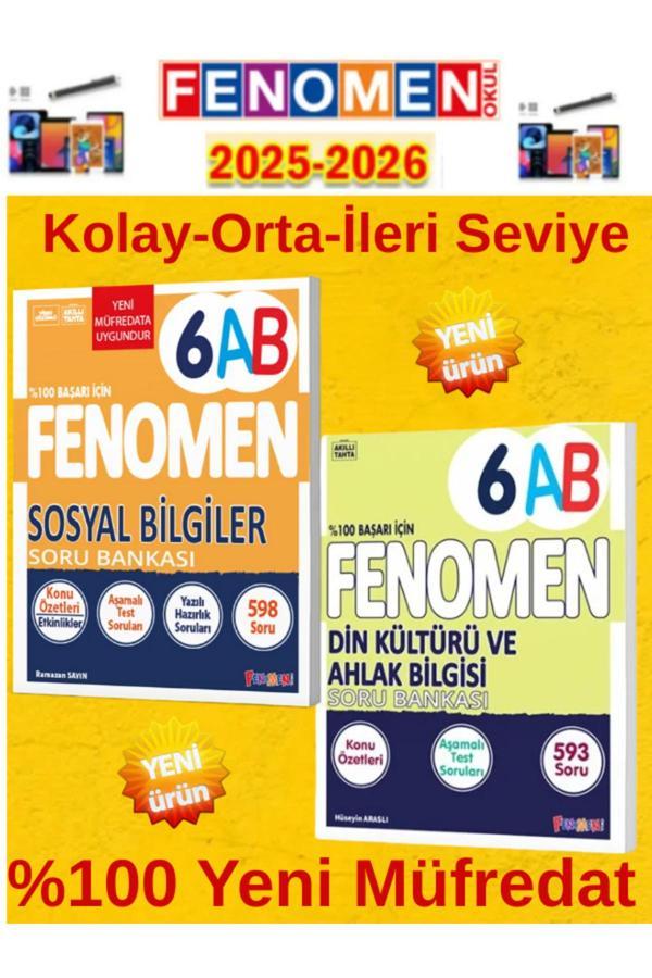 6.Sınıf Sosyal Bilgiler Ab-Din Kültürü Ab Fenomen Soru Bankası Seti%100 Yeni Müfredat+Kalem(2 Kitap) - Fenomen Yayıncılık - Image 1