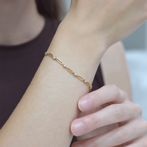 Oval Zincir Aralıklı Tektaş Bileklik - Image 1