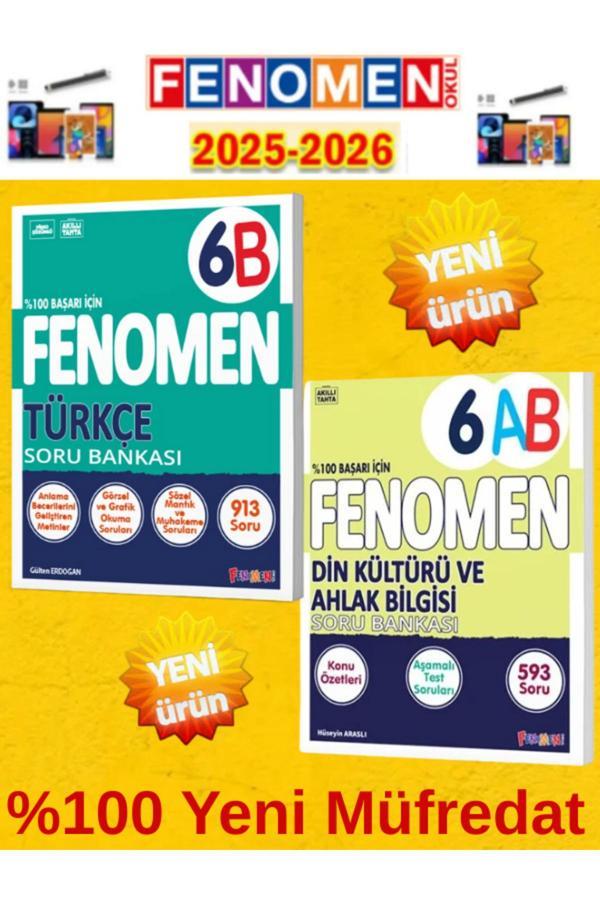 6.Sınıf Türkçe B-Din Kültürü Ab Fenomen Soru Bankası Seti%100 Yeni Müfredat+Kalem(2 Kitap) - Fenomen Yayıncılık - Image 1
