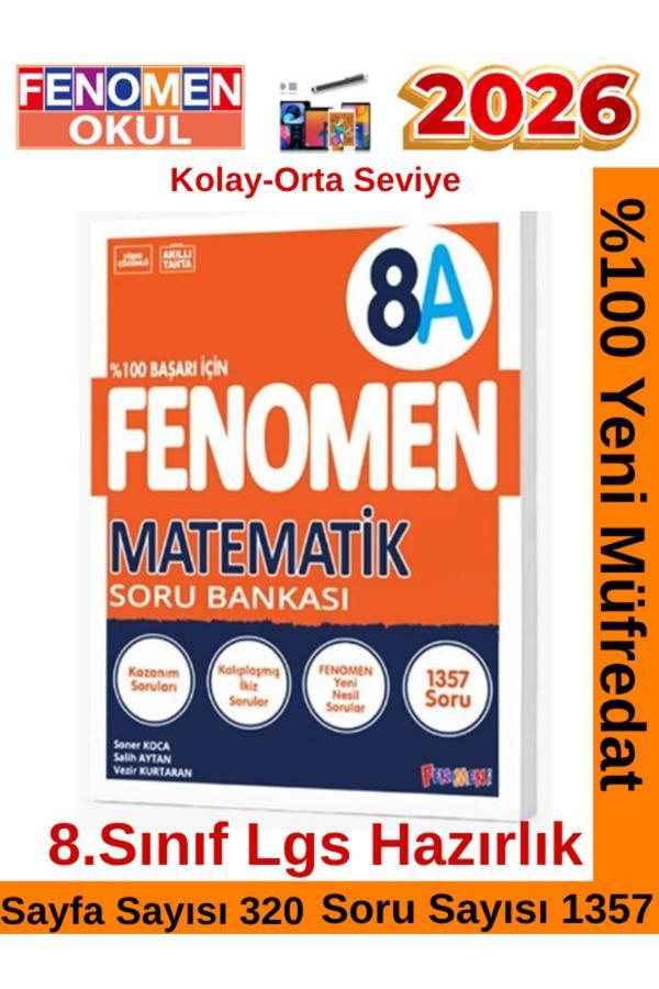2026 8.Sınıf Matematik A(8A)Video Çözümlü Kolay-Orta Seviye Soru Bankası((1357 Soru) - Fenomen Yayıncılık - Image 1