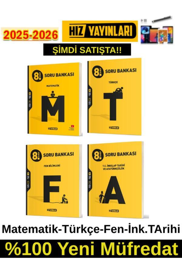 Hız 2026 8.Sınıf Matematik-Türkçe-Fen-İnk.Tarihi%100 Yeni Marif Müfredat Soru Bankası+Kalem - Hız Yayınları - Image 1