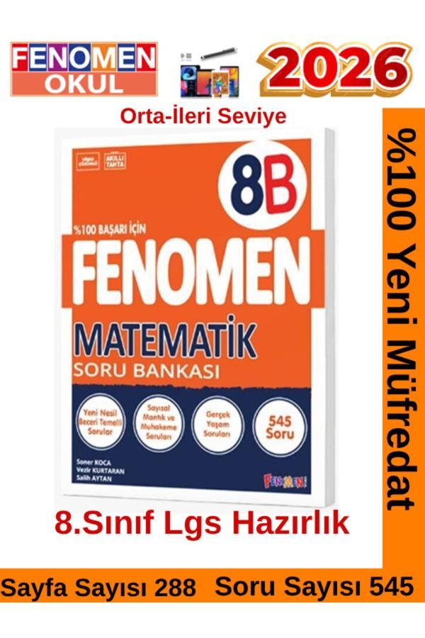 2026 8.Sınıf Matematik B(8B)Video Çözümlü Kolay-Orta Seviye Soru Bankası((545 Soru) - Fenomen Yayıncılık - Image 1