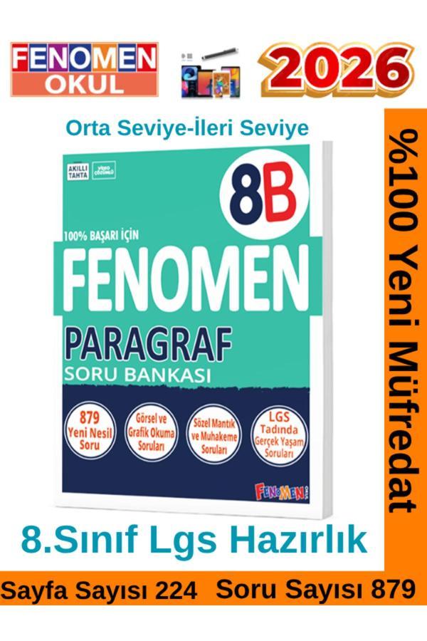 2026 8.Sınıf Paragraf B (8B)Video Çözümlü Kolay-Orta Seviye Soru Bankası(879 Soru) - Fenomen Yayıncılık - Image 1