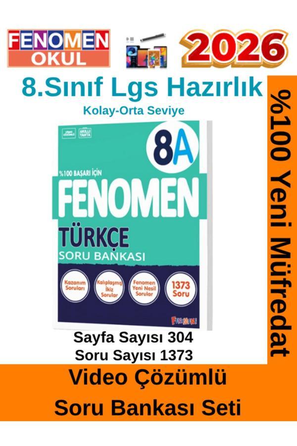 2026 8.Sınıf Türkçe A (8A)Video Çözümlü Kolay-Orta Seviye Soru Bankası(1373 Soru) - Fenomen Yayıncılık - Image 1