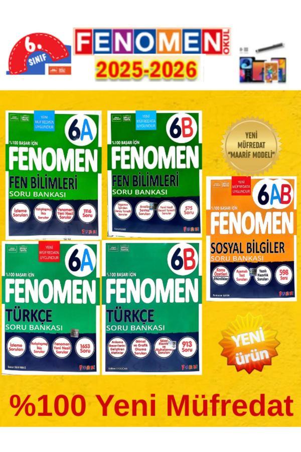 6.Sınıf Türkçe-Fen-Sosyal Fenomen Ab (5 Kitap) %100 Yeni Müfredat Soru Bankası+Android Kalem - Fenomen Yayıncılık - Image 1